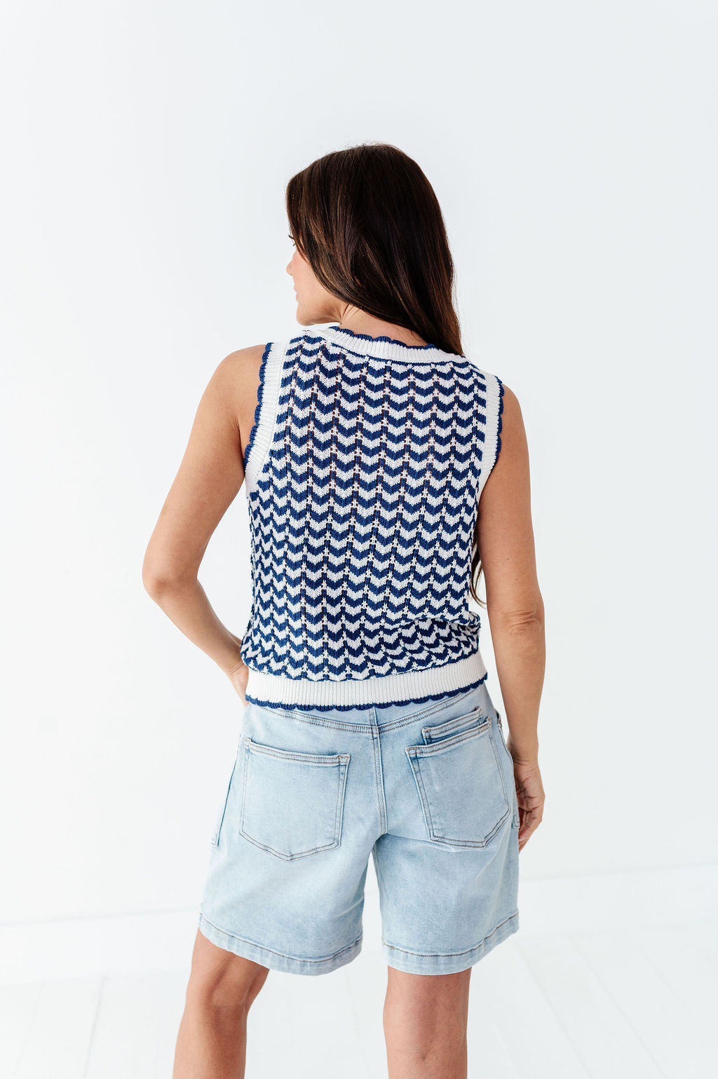 Brooklyn Crochet Vest in Navy