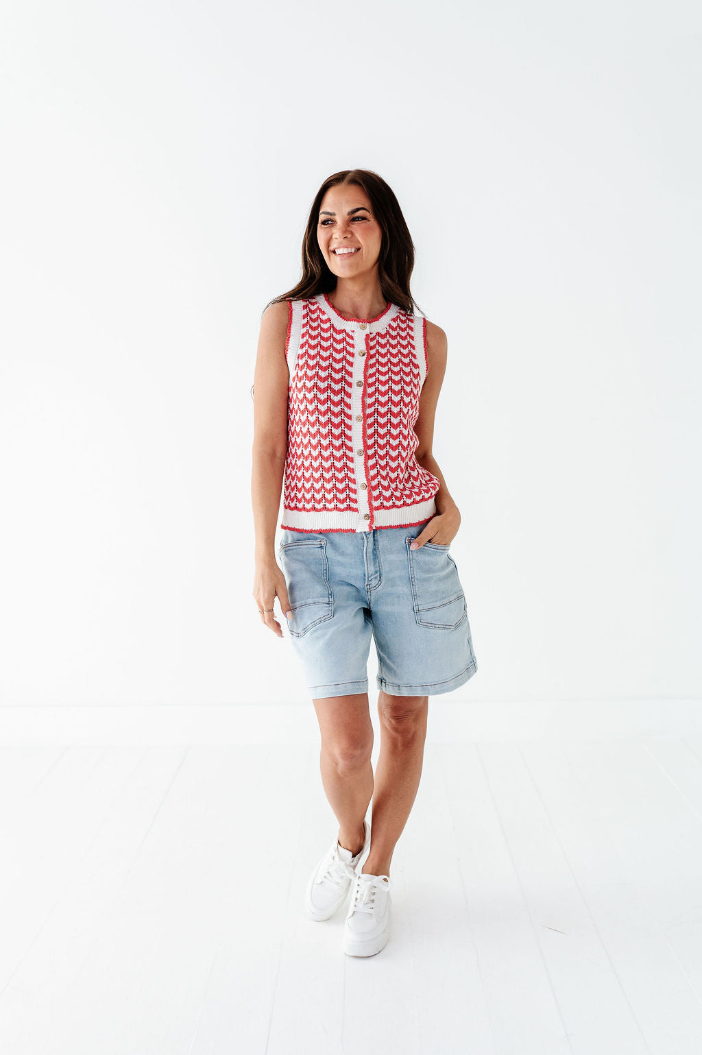 Brooklyn Crochet Vest in Red