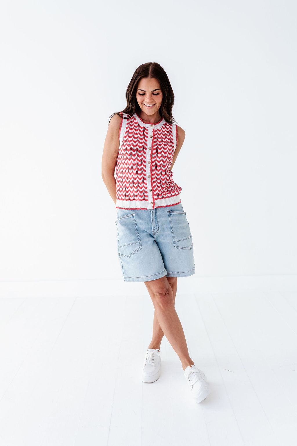 Brooklyn Crochet Vest in Red