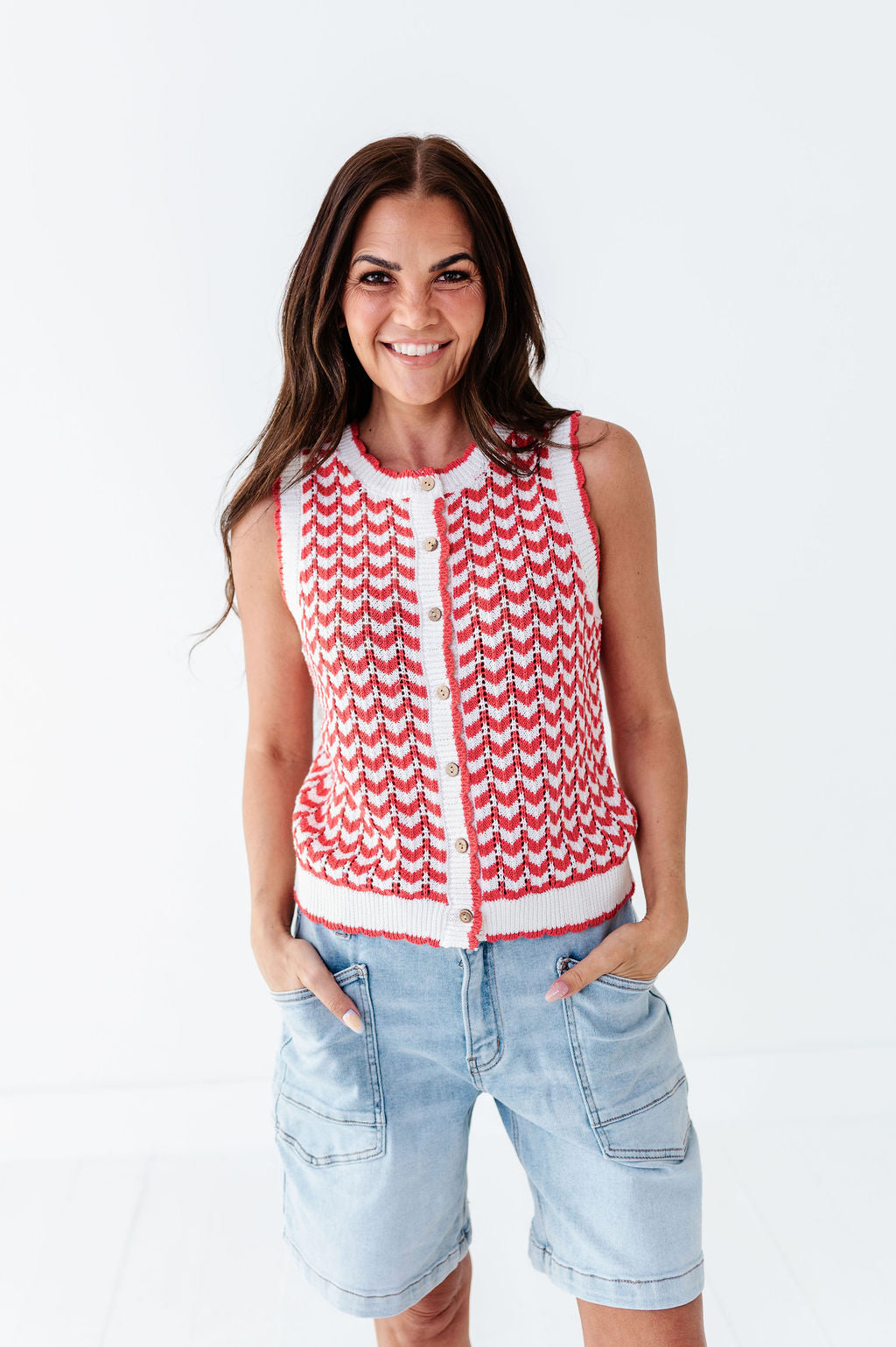 Brooklyn Crochet Vest in Red