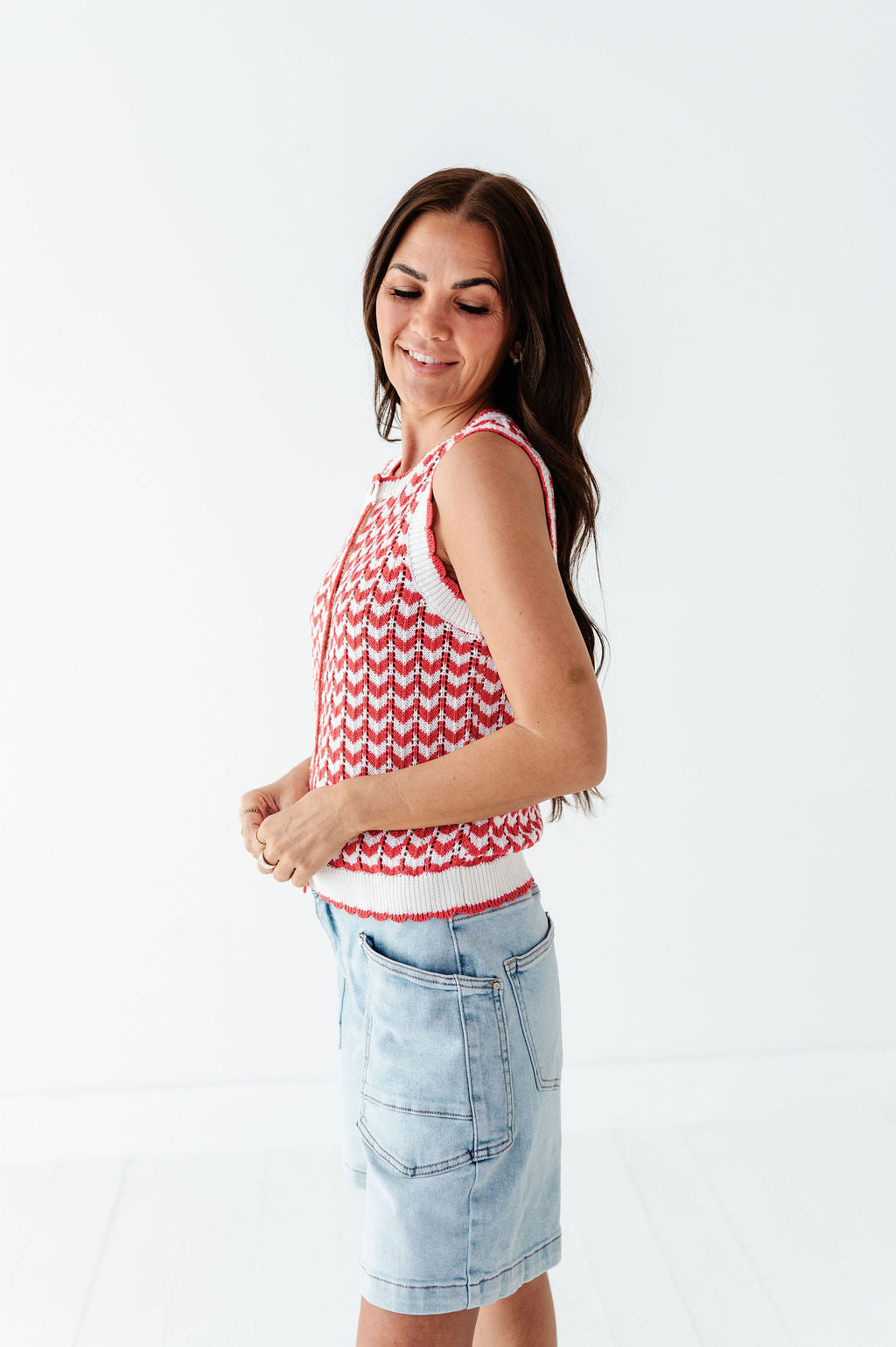 Brooklyn Crochet Vest in Red