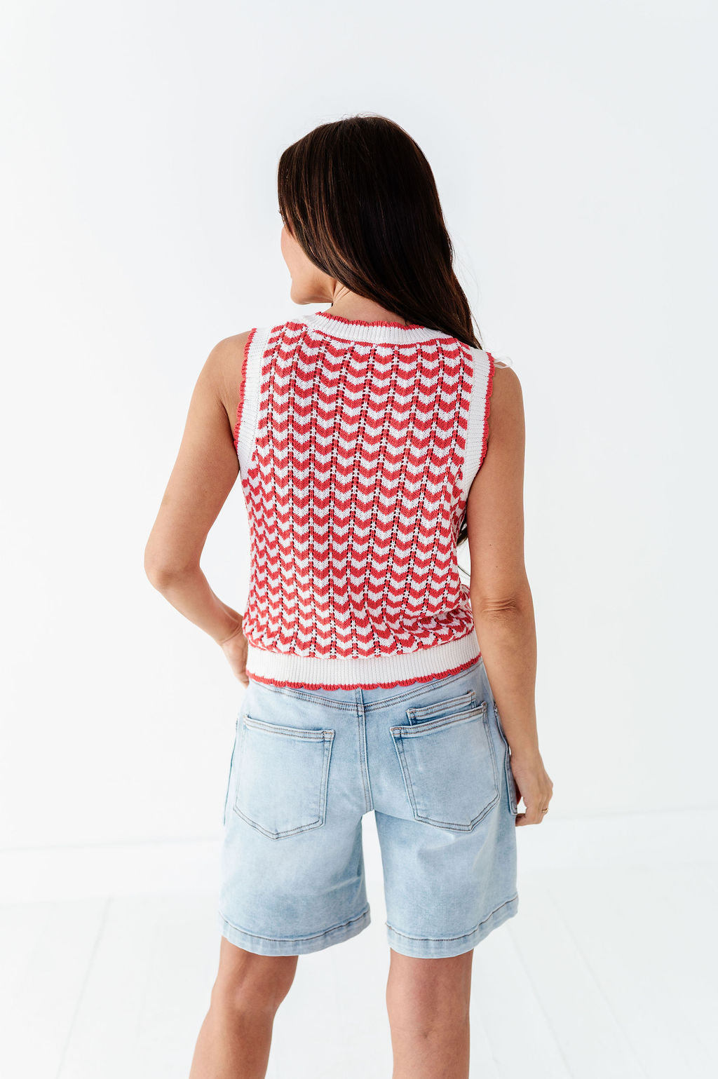 Brooklyn Crochet Vest in Red