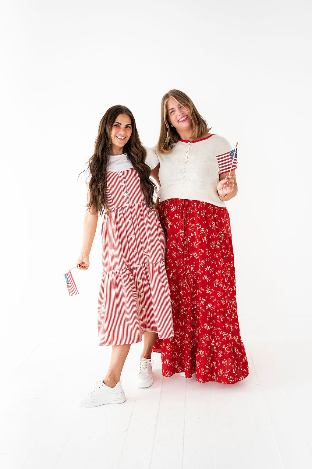 Cheyanne Overall Dress in Red Stripe