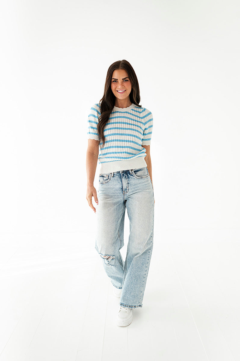 Dakota Striped Top in Blue