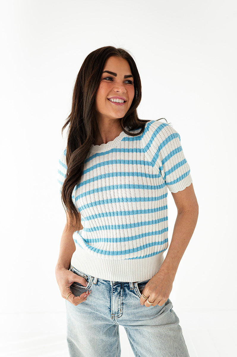 Dakota Striped Top in Blue