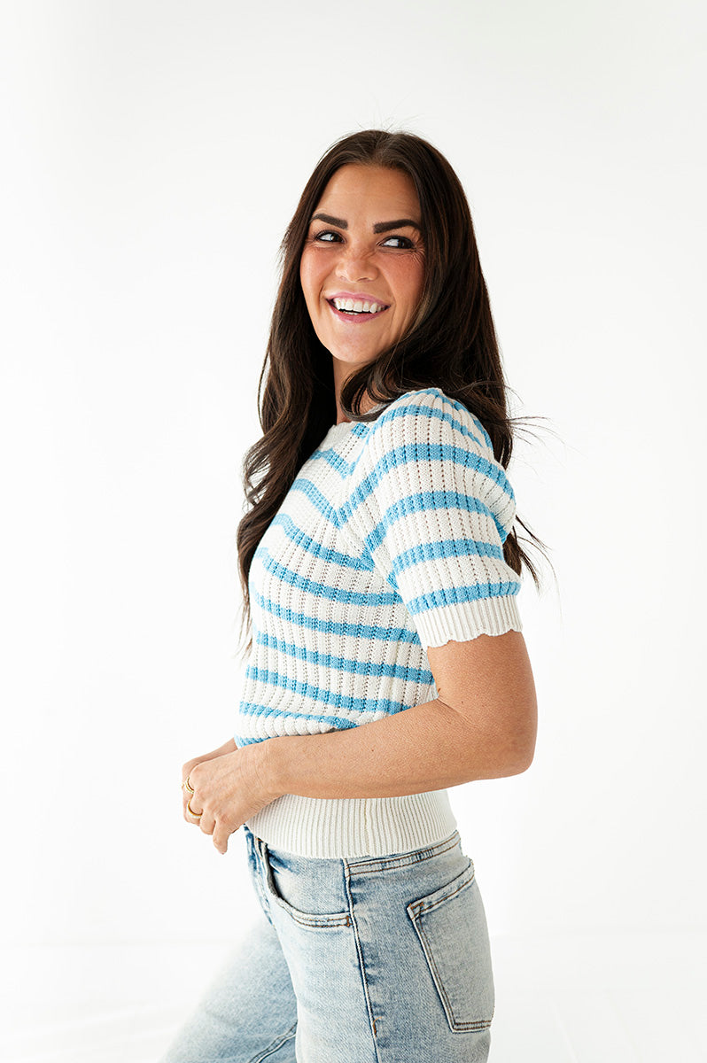 Dakota Striped Top in Blue