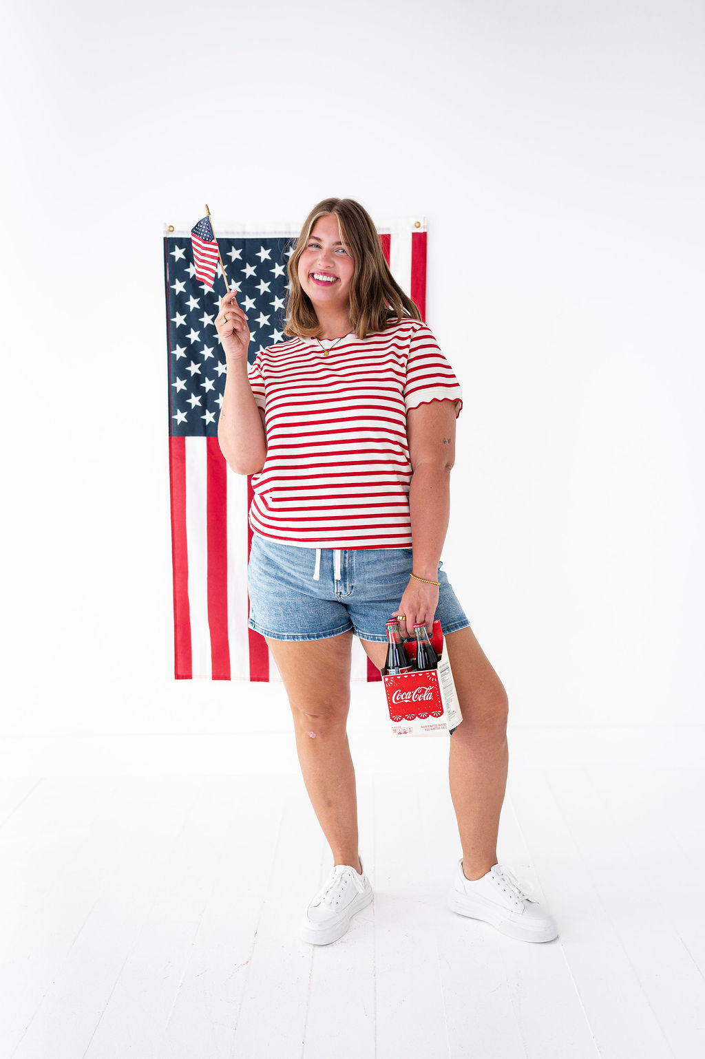Lincoln Striped Top in Red