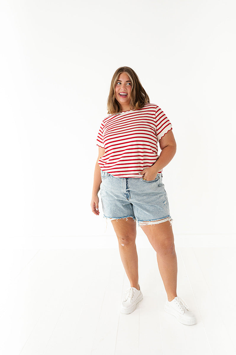 Lincoln Striped Top in Red