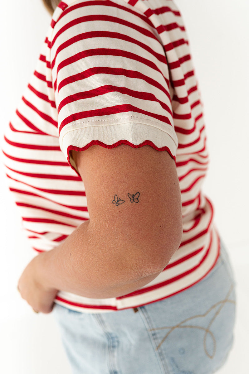 Lincoln Striped Top in Red