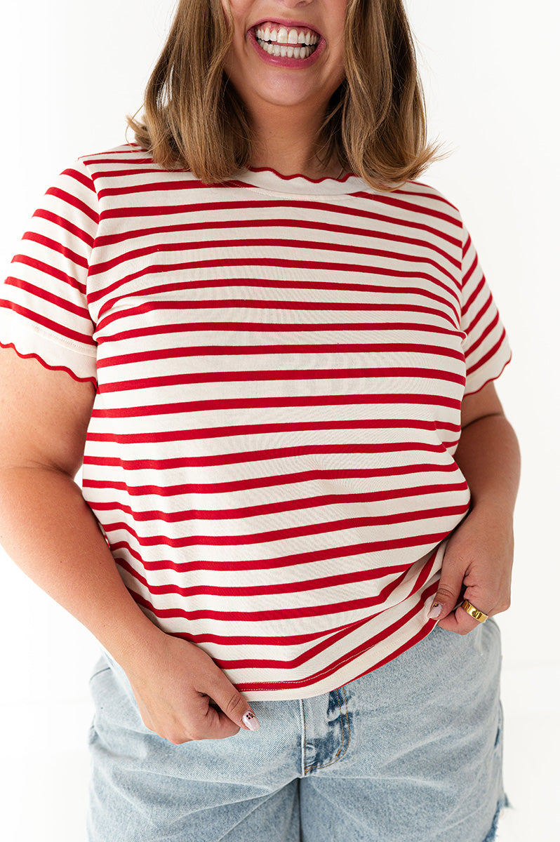 Lincoln Striped Top in Red