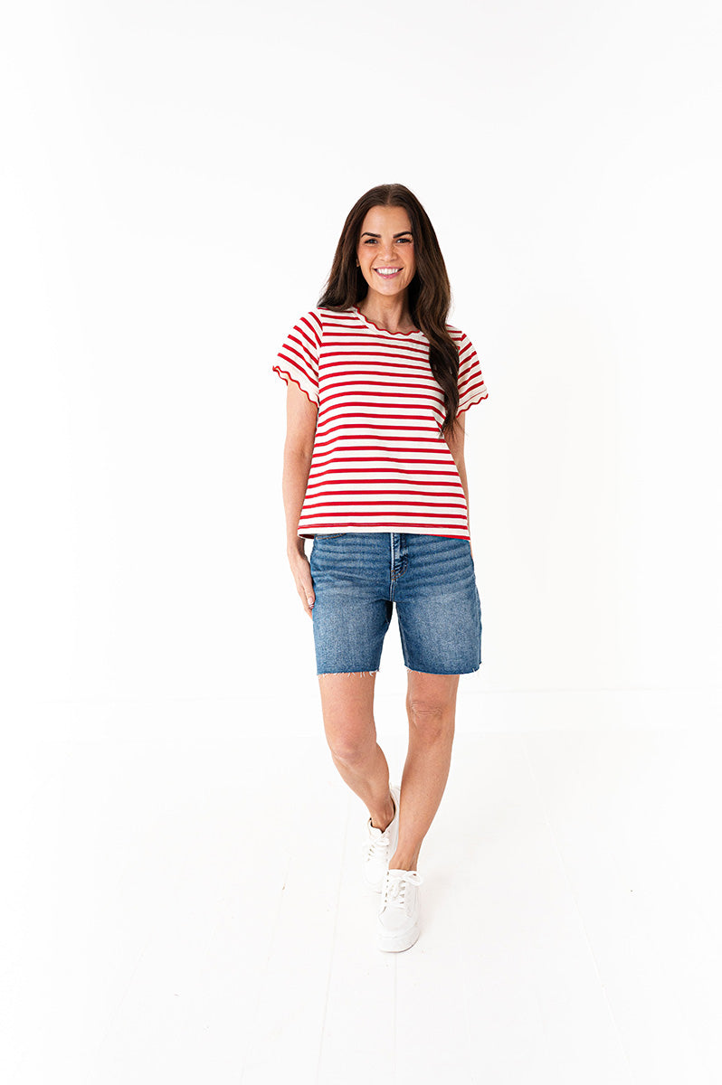 Lincoln Striped Top in Red