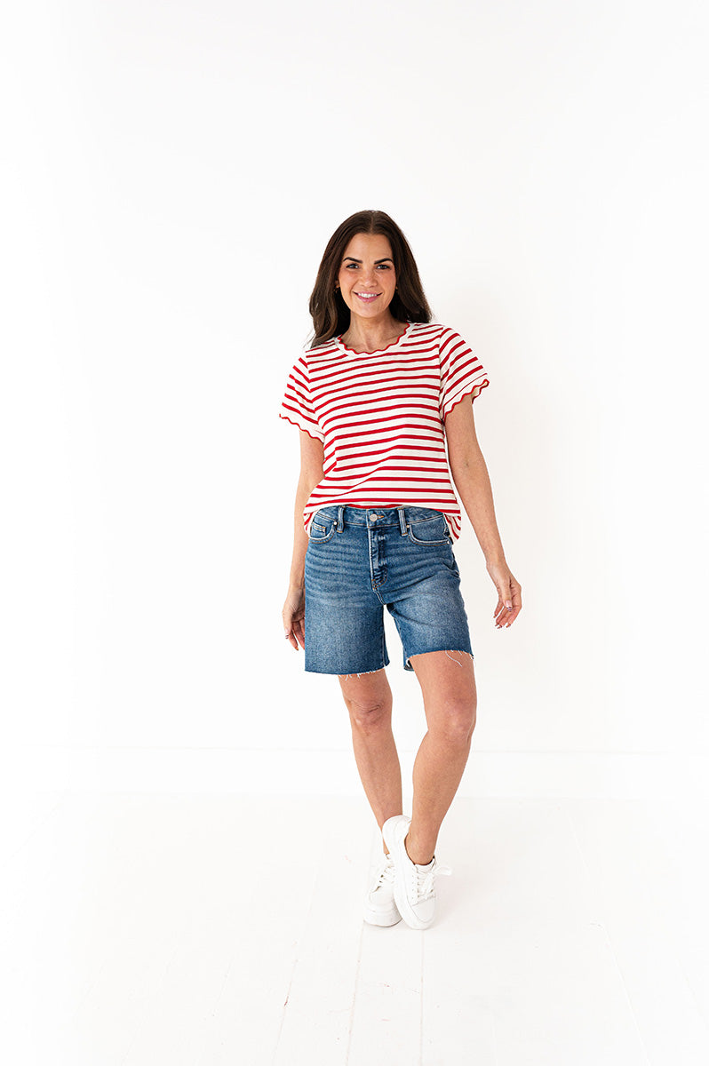 Lincoln Striped Top in Red