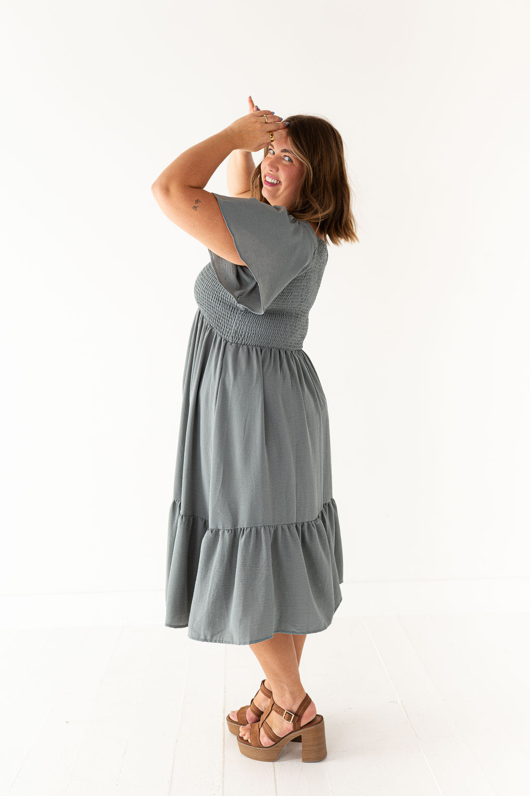 Mollie Midi Dress in Powder Blue