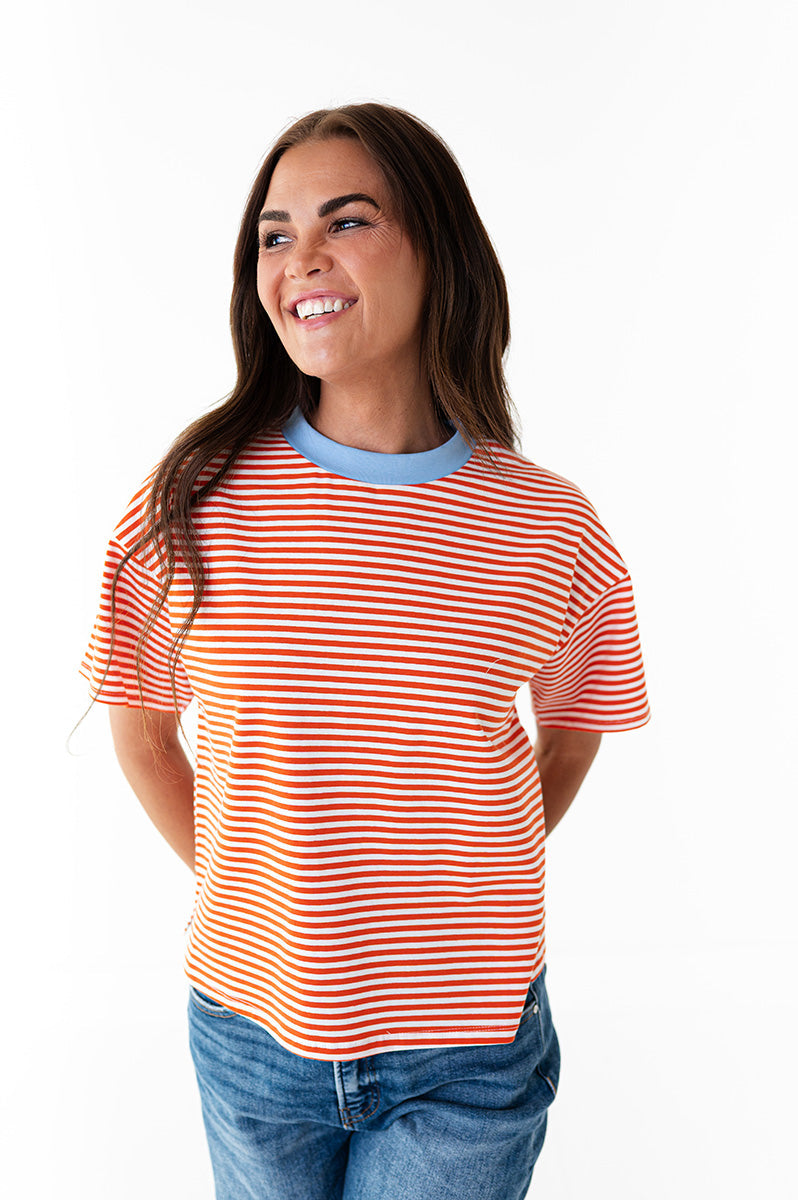 Kai Striped Top in Orange