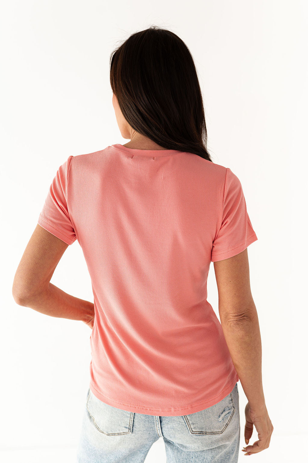 Brandy Ribbed Top in Coral
