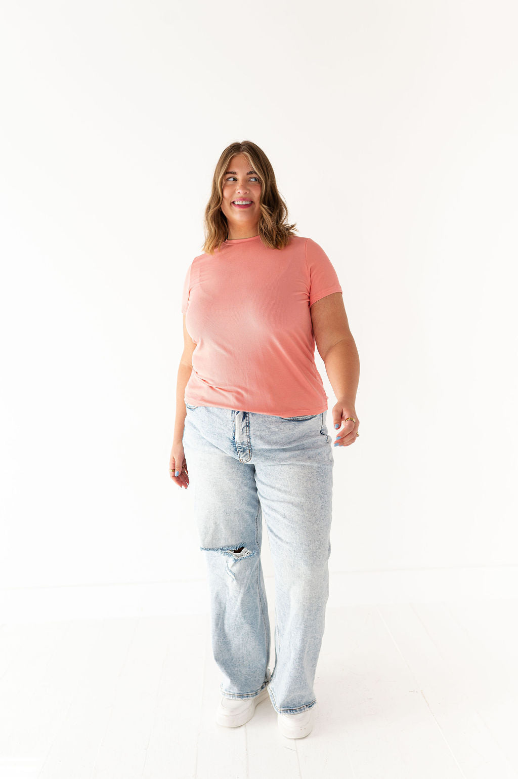 Brandy Ribbed Top in Coral