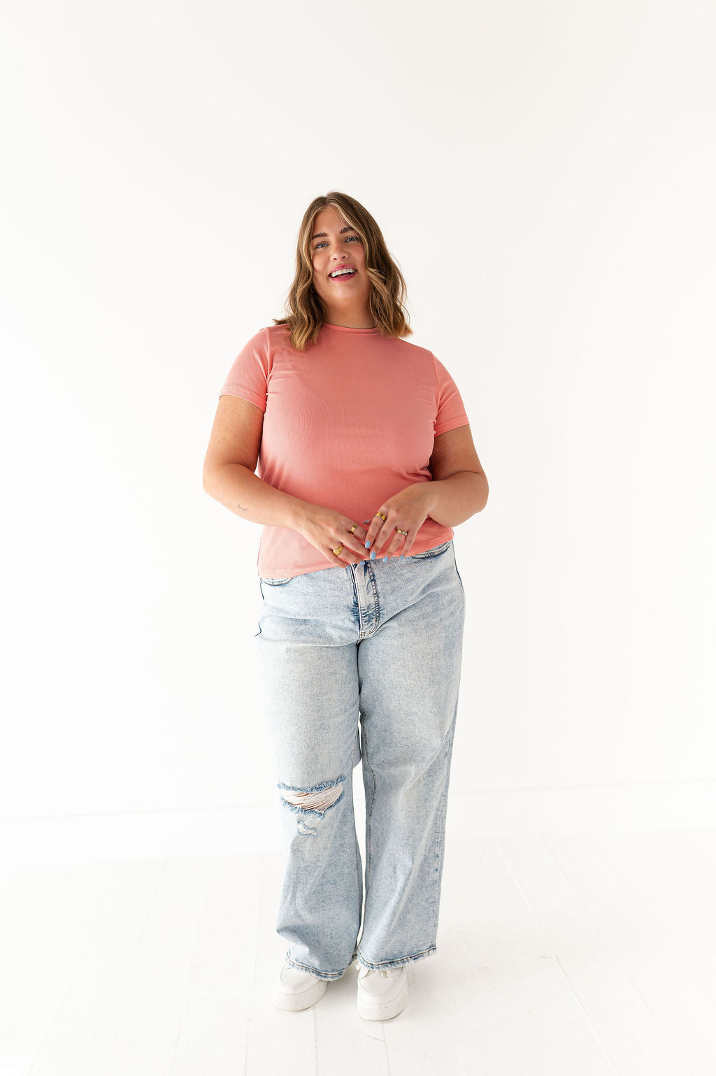 Brandy Ribbed Top in Coral