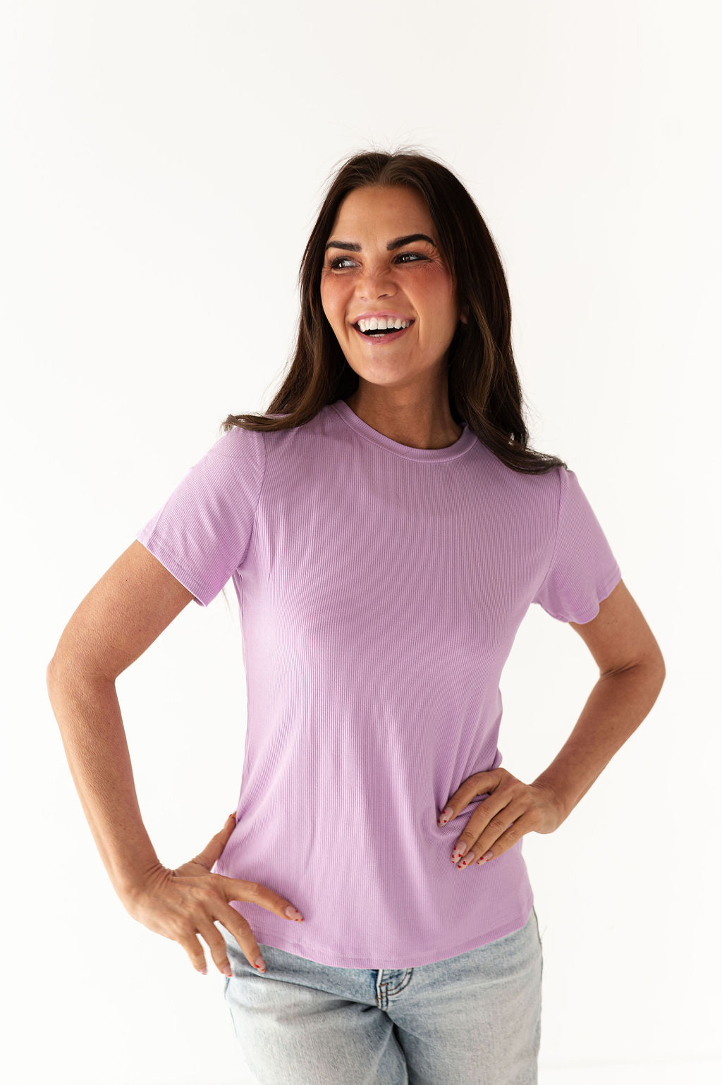 Brandy Ribbed Top in Lavender