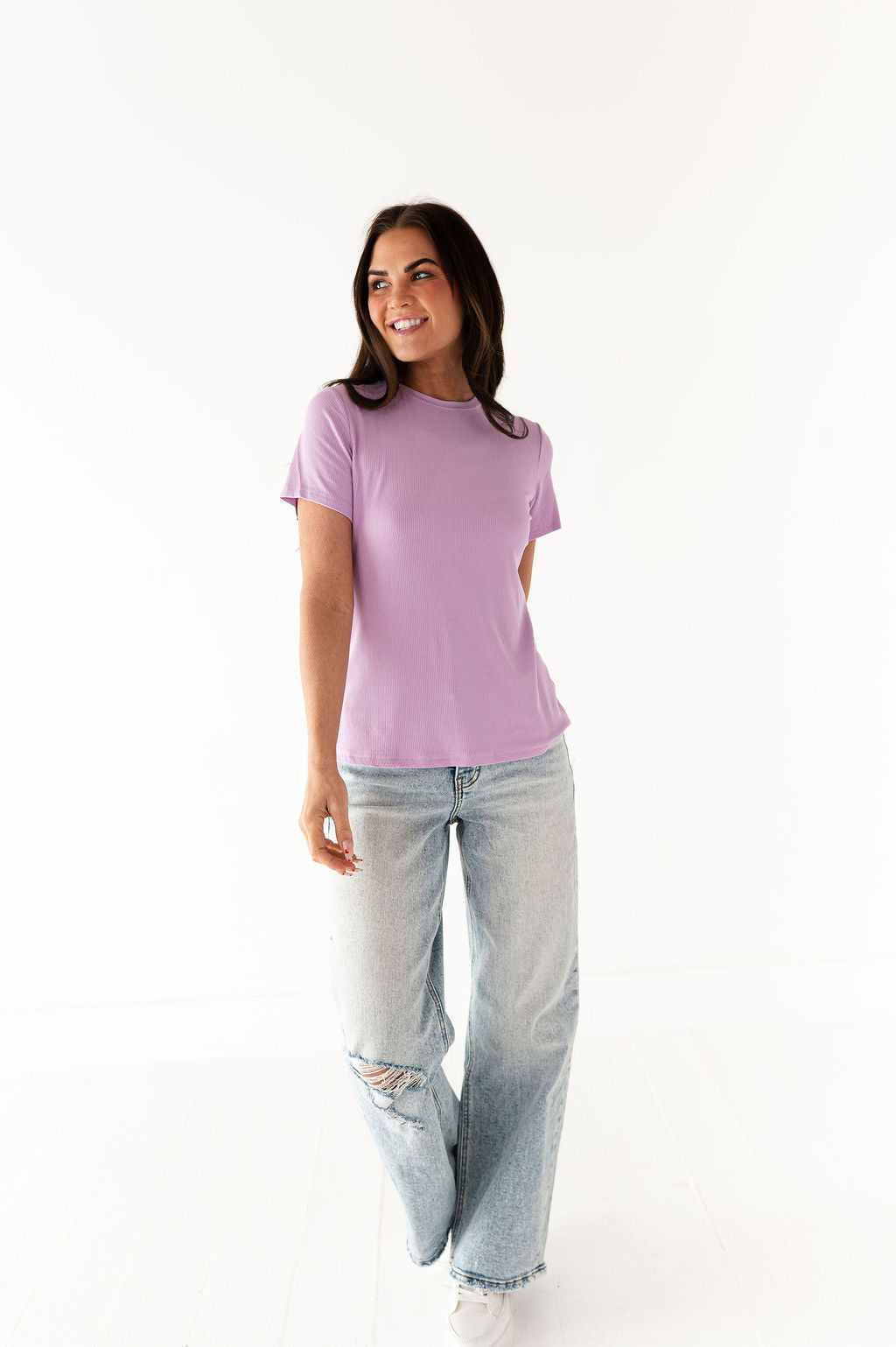 Brandy Ribbed Top in Lavender