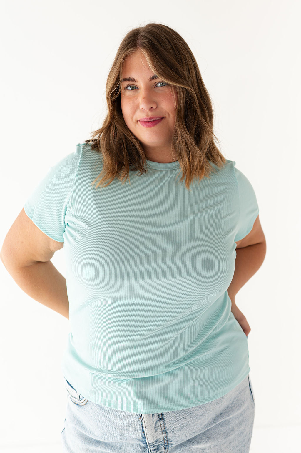 Brandy Ribbed Top in Seafoam